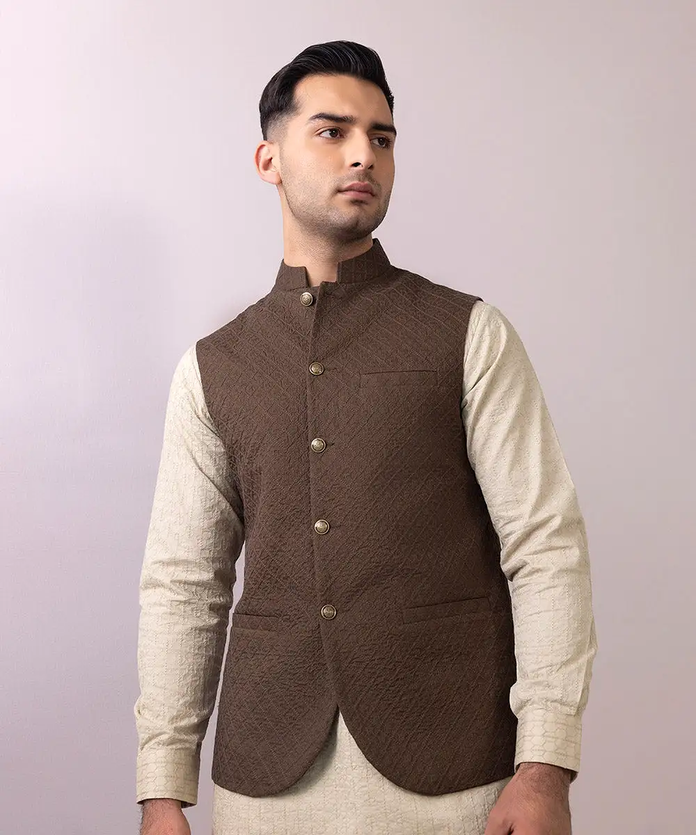 Schiffli Embroidered Cotton Waistcoat