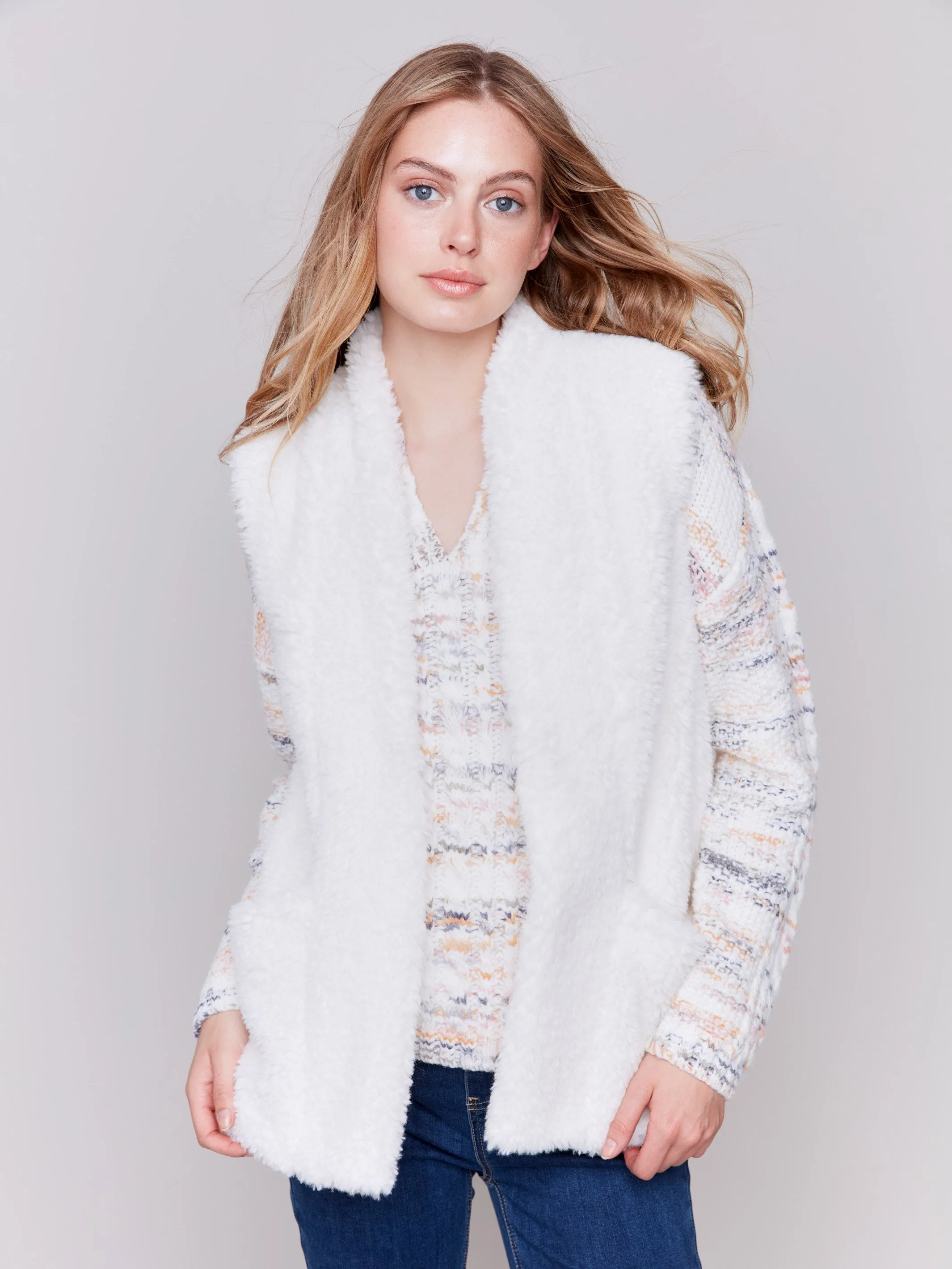 Short Faux Fur Vest - Ecru