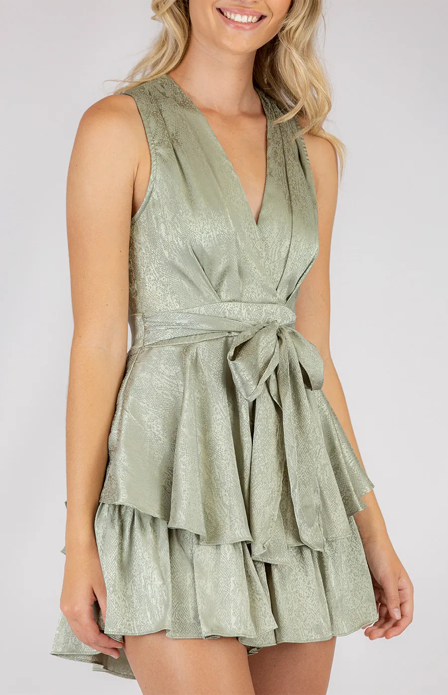 Sleeveless Playsuit with Ruffle Details (AJP829-2A)