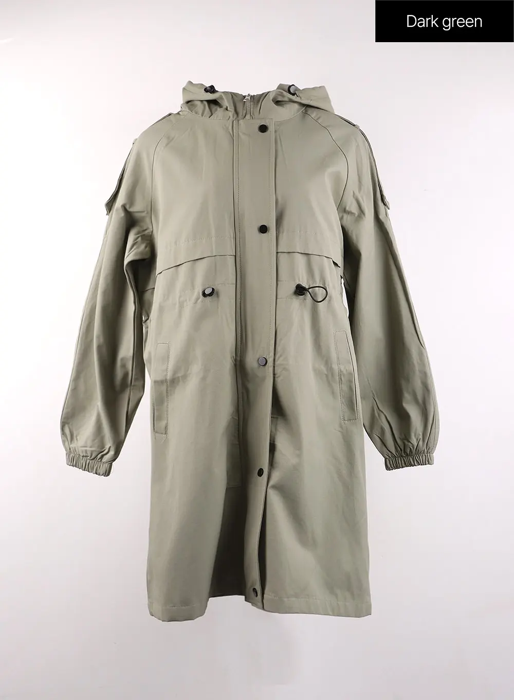 Solid Hooded Trench Coat OF405