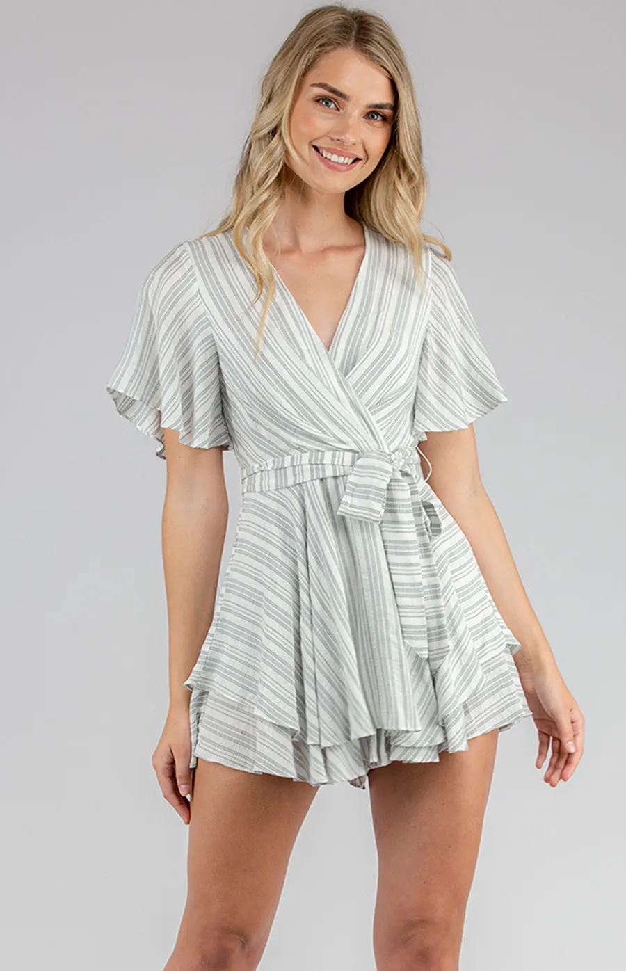 Striped Playsuit with Double Layered Hem (SJP462A)