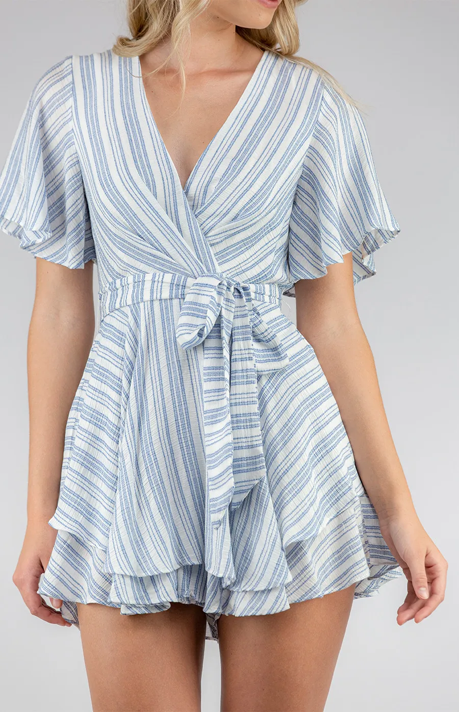 Striped Playsuit with Double Layered Hem (SJP462A)