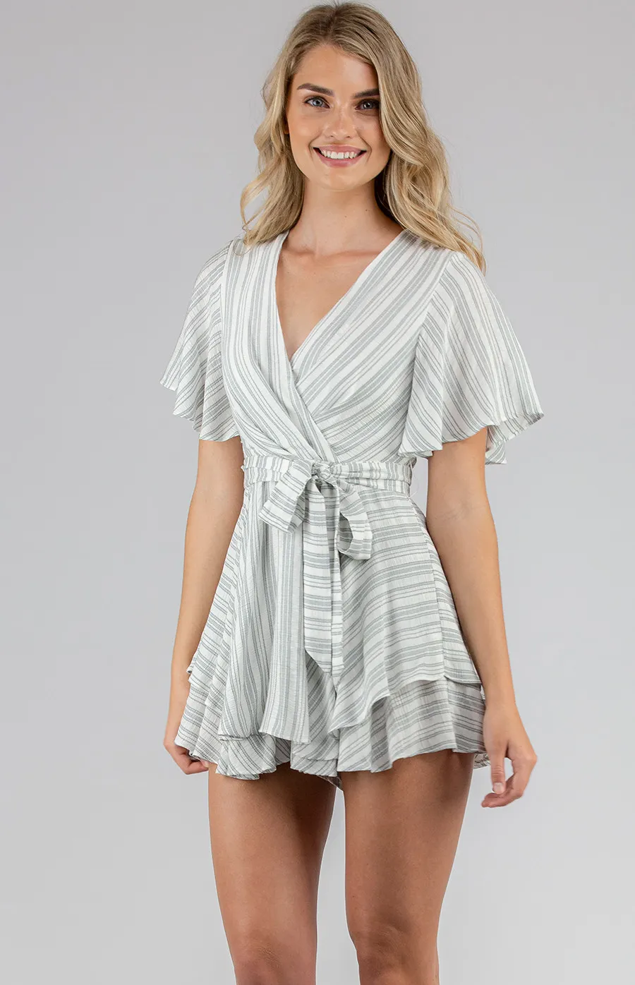 Striped Playsuit with Double Layered Hem (SJP462A)