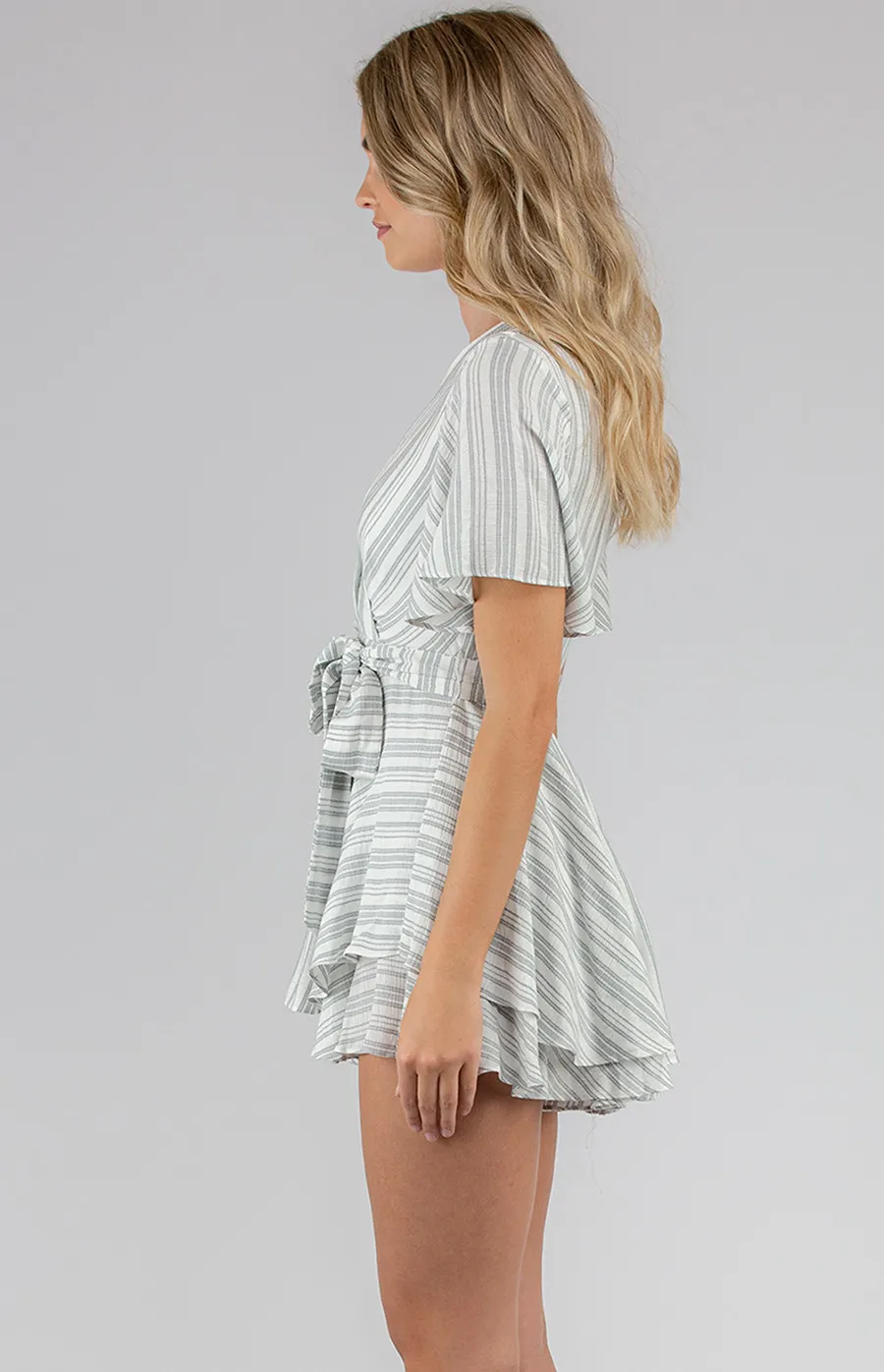 Striped Playsuit with Double Layered Hem (SJP462A)