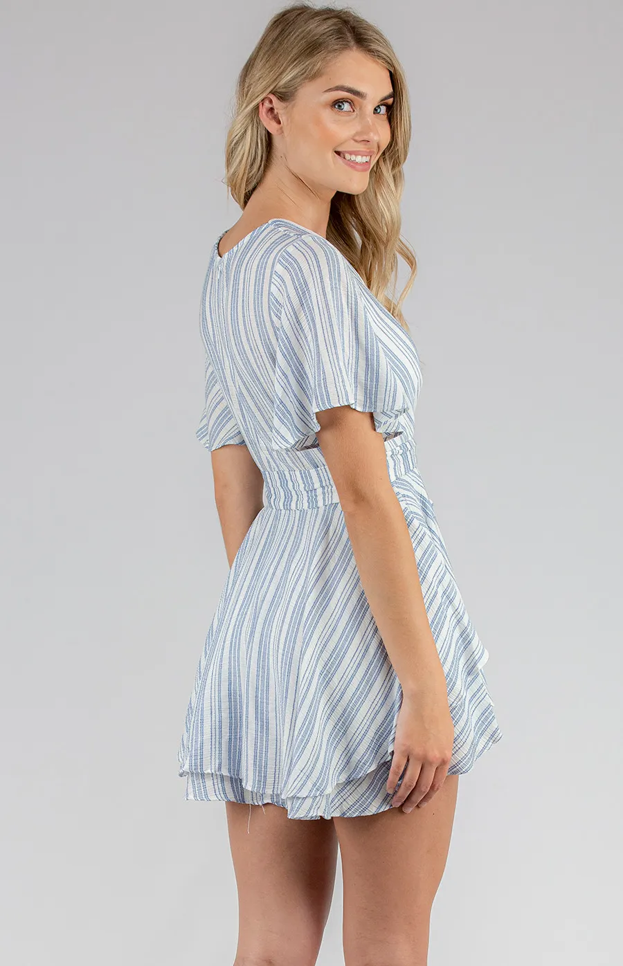 Striped Playsuit with Double Layered Hem (SJP462A)