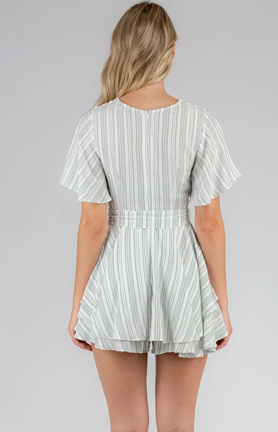 Striped Playsuit with Double Layered Hem (SJP462A)