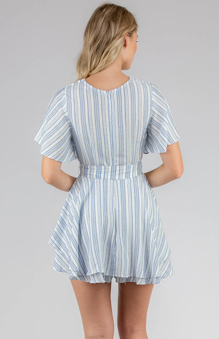 Striped Playsuit with Double Layered Hem (SJP462A)