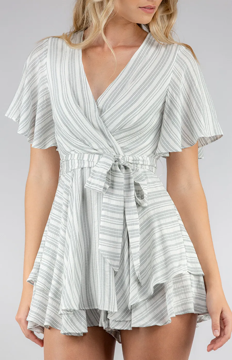 Striped Playsuit with Double Layered Hem (SJP462A)