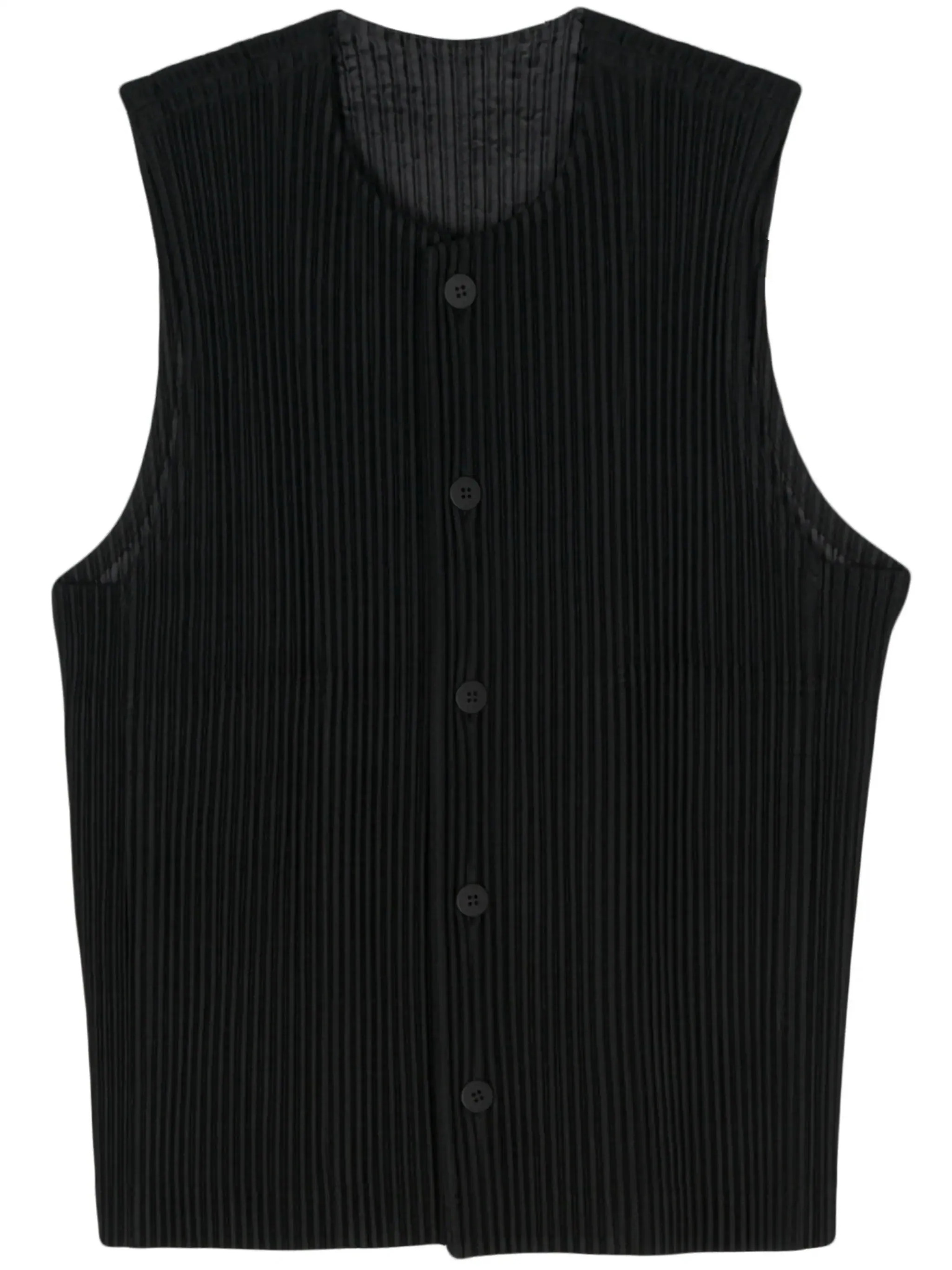 Tailored Pleats Vest - Black