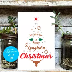 Texas Longhorns Christmas Tree Card - Digital Download