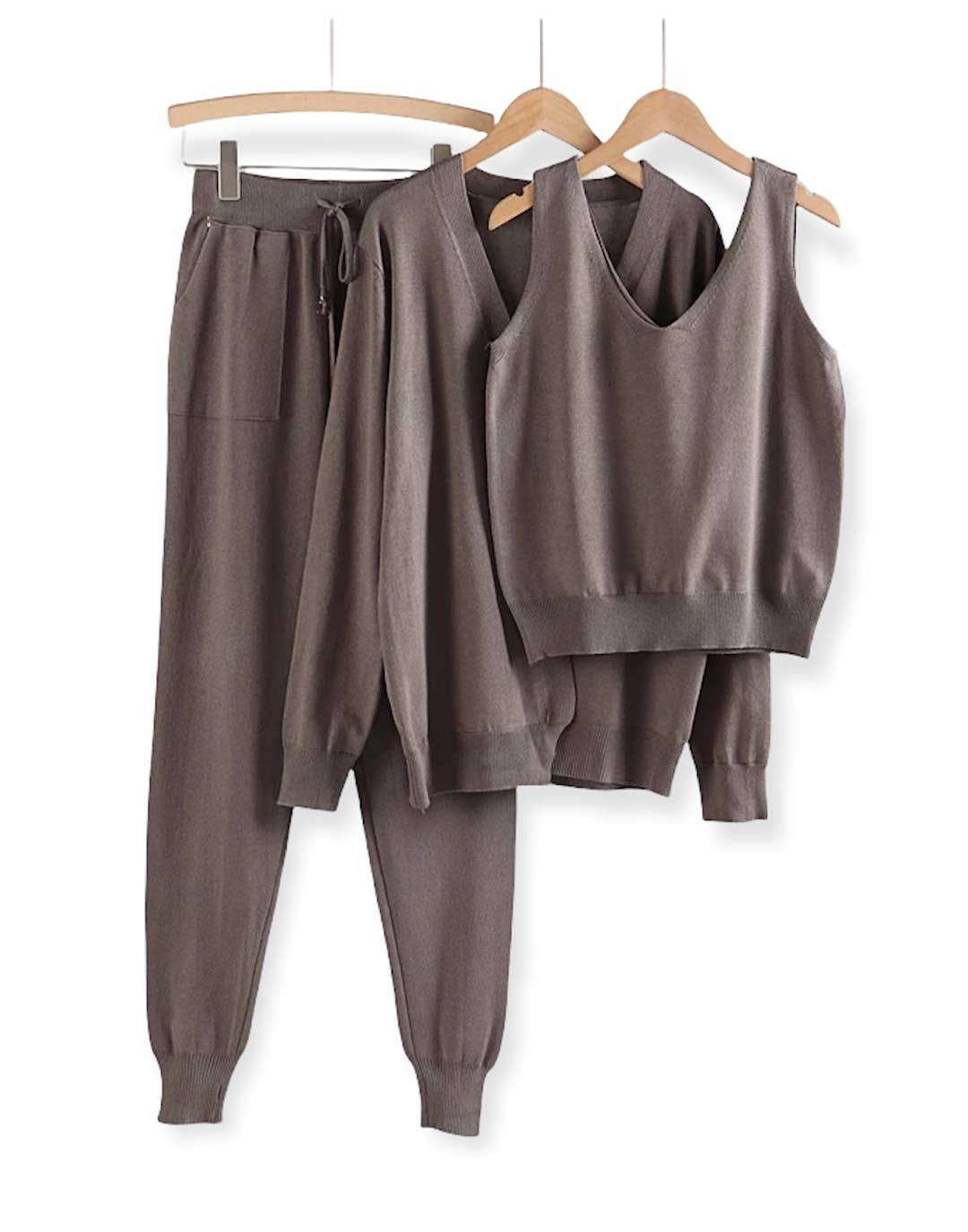 Three Piece Camisole Cardigan Trousers Set