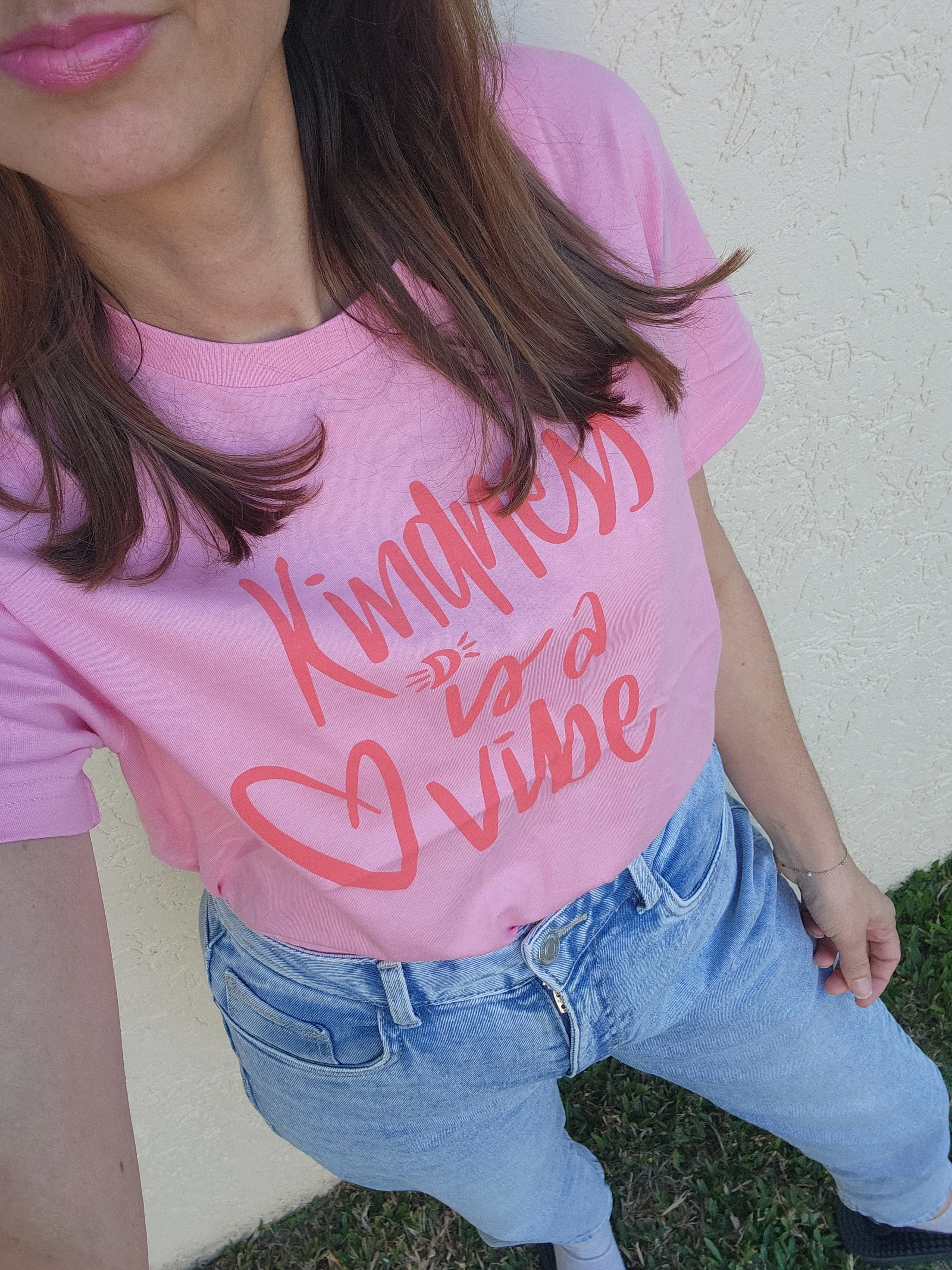 TLB kindness is a vibe tee bubblegum pink