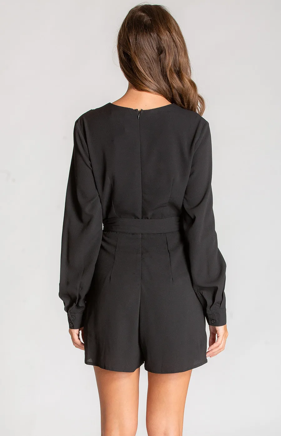 V-Neckline Playsuit with Pleat Detail (SJP400B) 