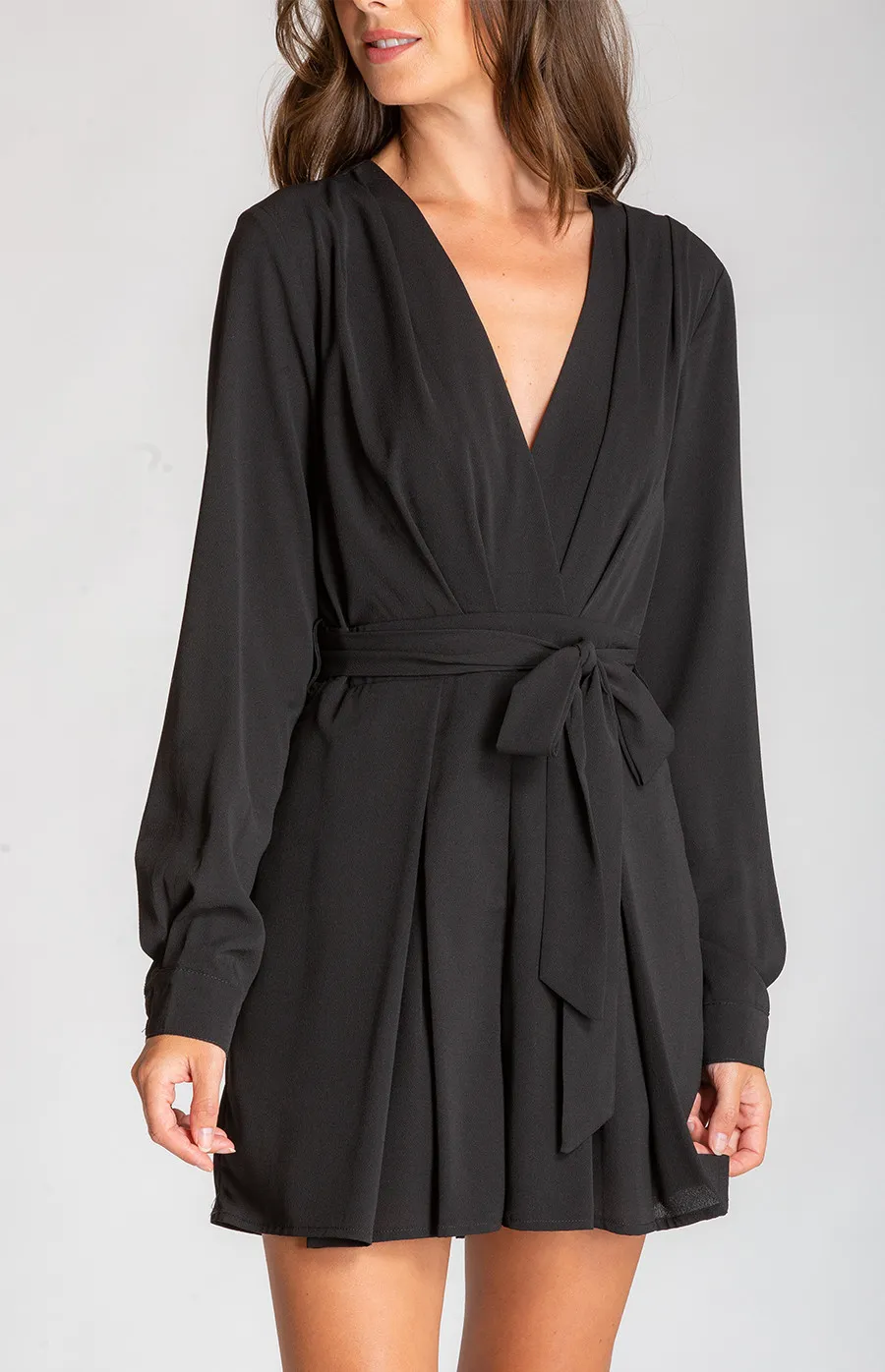 V-Neckline Playsuit with Pleat Detail (SJP400B) 