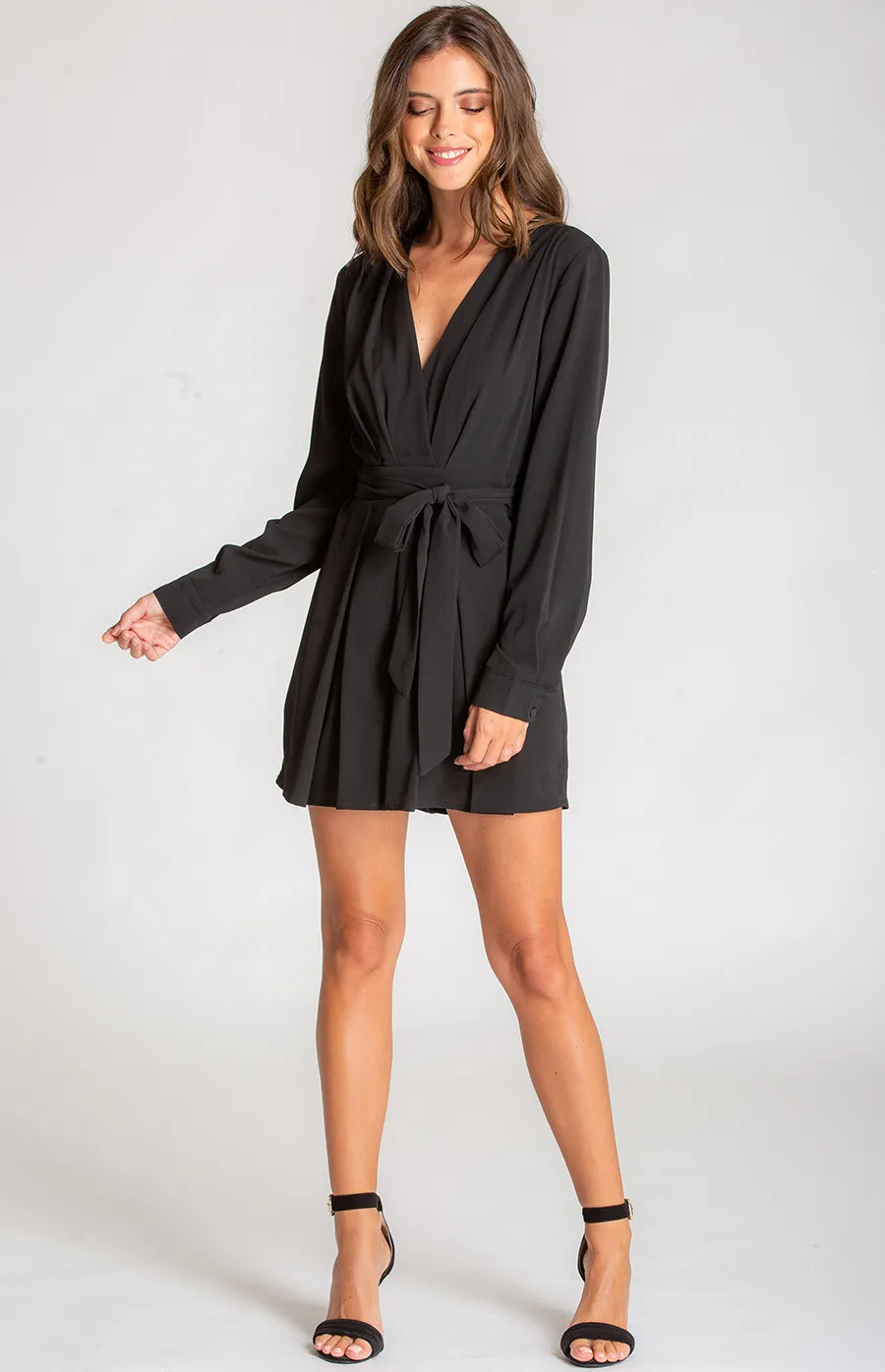 V-Neckline Playsuit with Pleat Detail (SJP400B) 