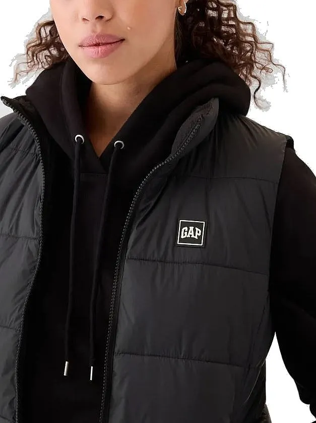 vest GAP V-Frch Logo LW Puffer - Black 1 - women´s