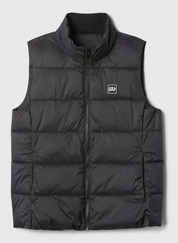 vest GAP V-Frch Logo LW Puffer - Black 1 - women´s