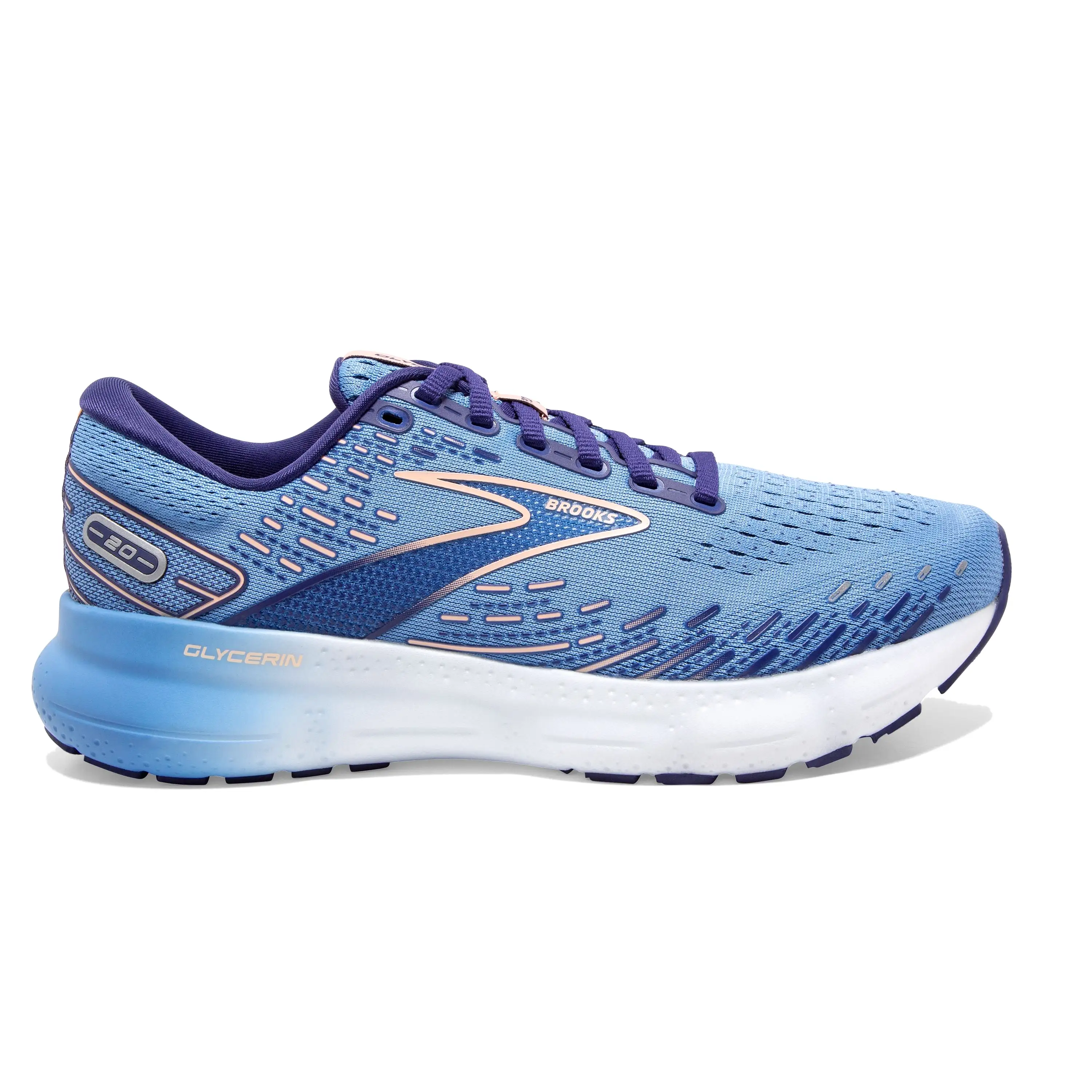 W Brooks Glycerin 20 Blissful Blue/Peach/White