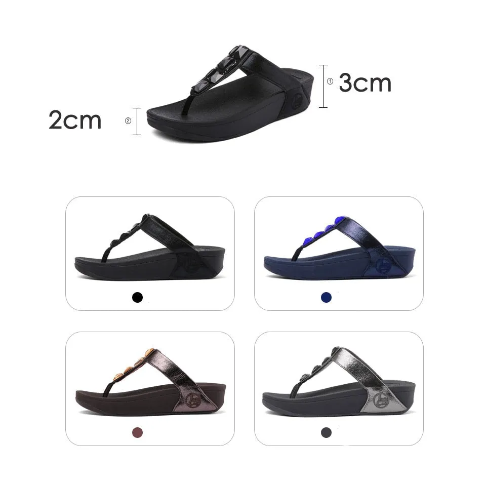 Women's Black Summer Microfiber Leather Flip Flop Solid Flat Slippers