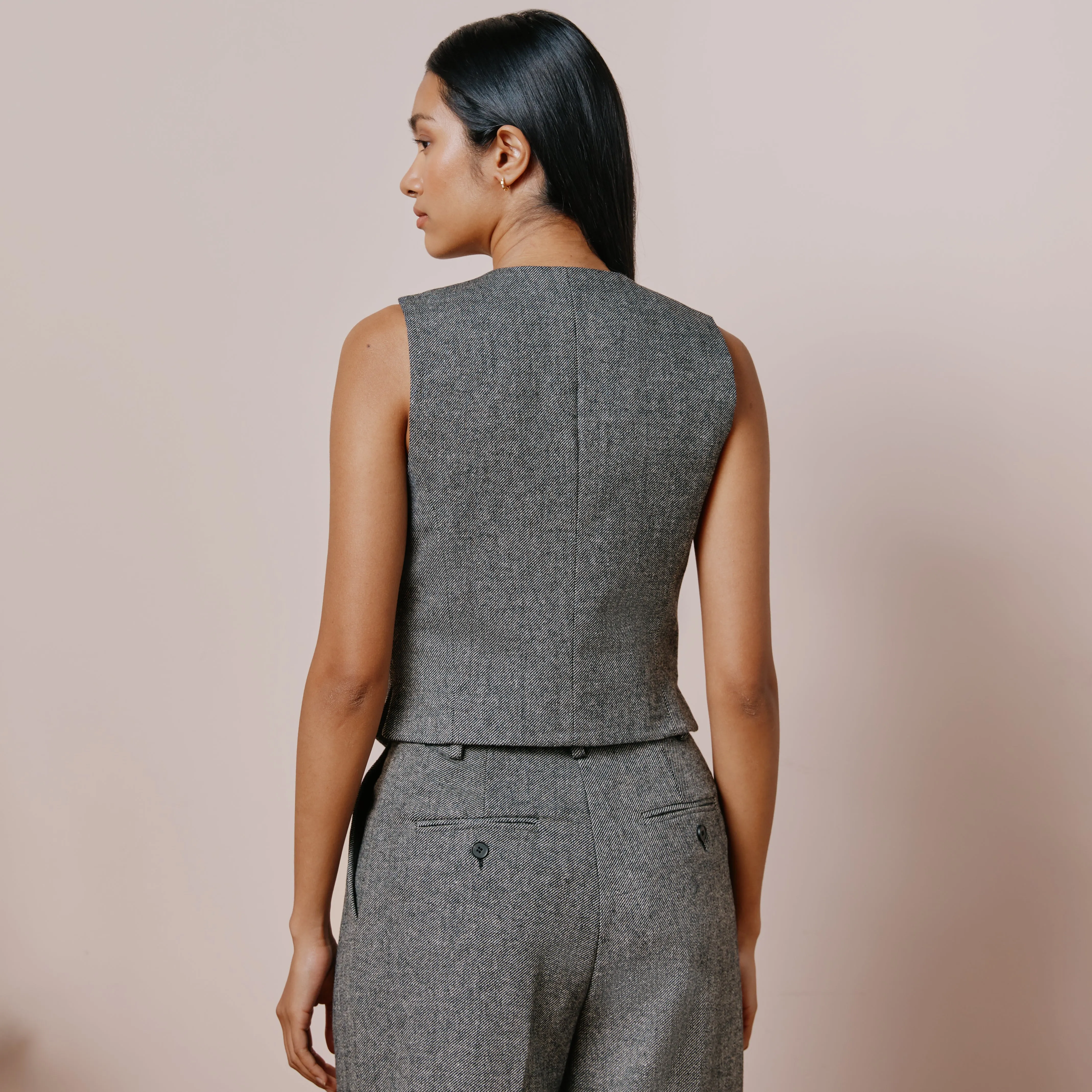 Wool Mix Textured Waistcoat