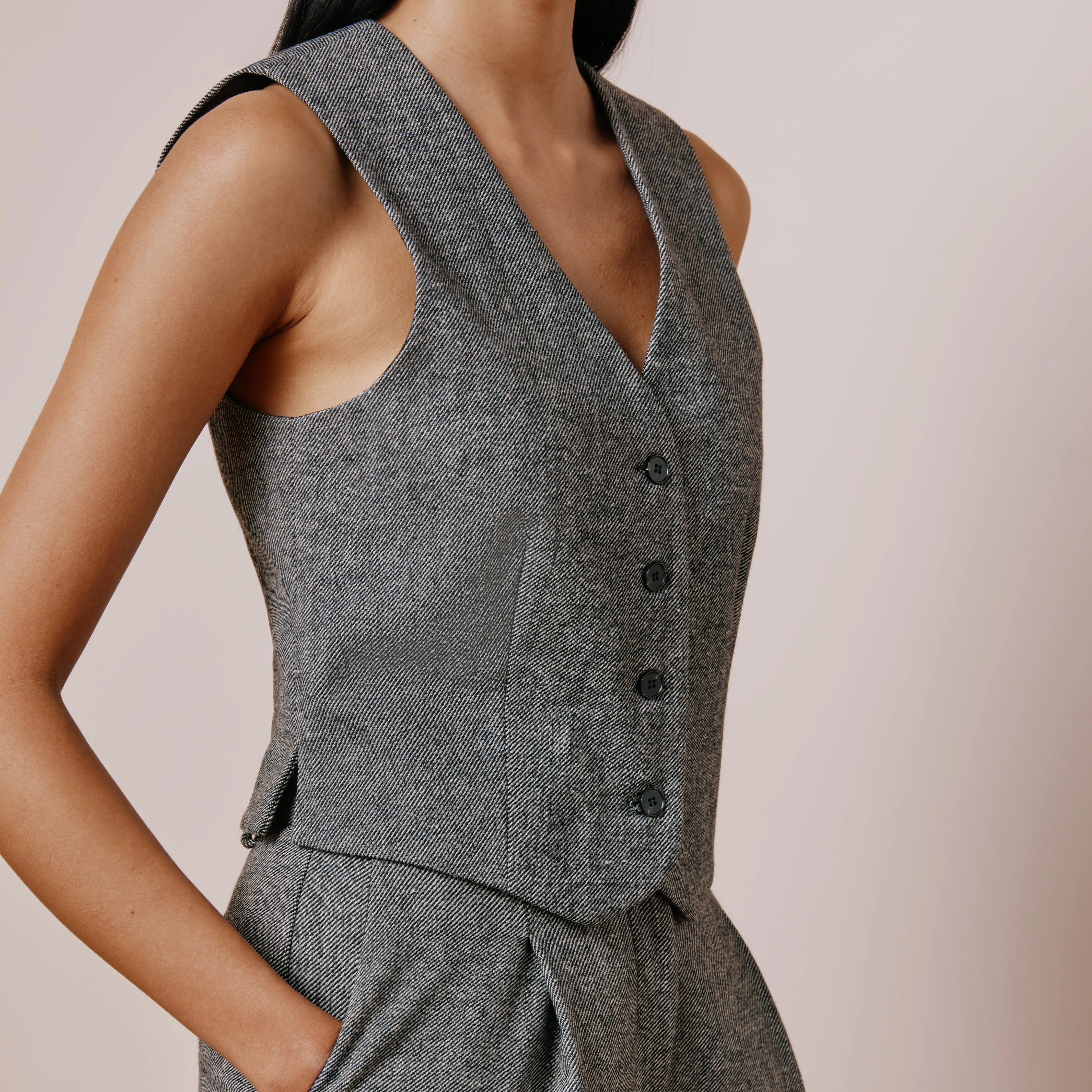 Wool Mix Textured Waistcoat